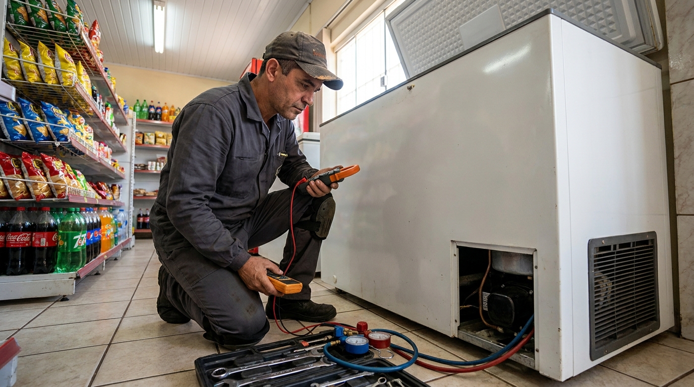 Reparo na placa eletrônica do freezer no Jardim Milenium, Limeira‑SP